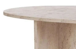 Tavolini Da Salotto > Dmora Tavolino da Salotto Forma Ovale Materiale Piano in Legno Nobilitato 130x65x40h cm, Colore Ripiano Bianco - Dozza Bianco Marmo