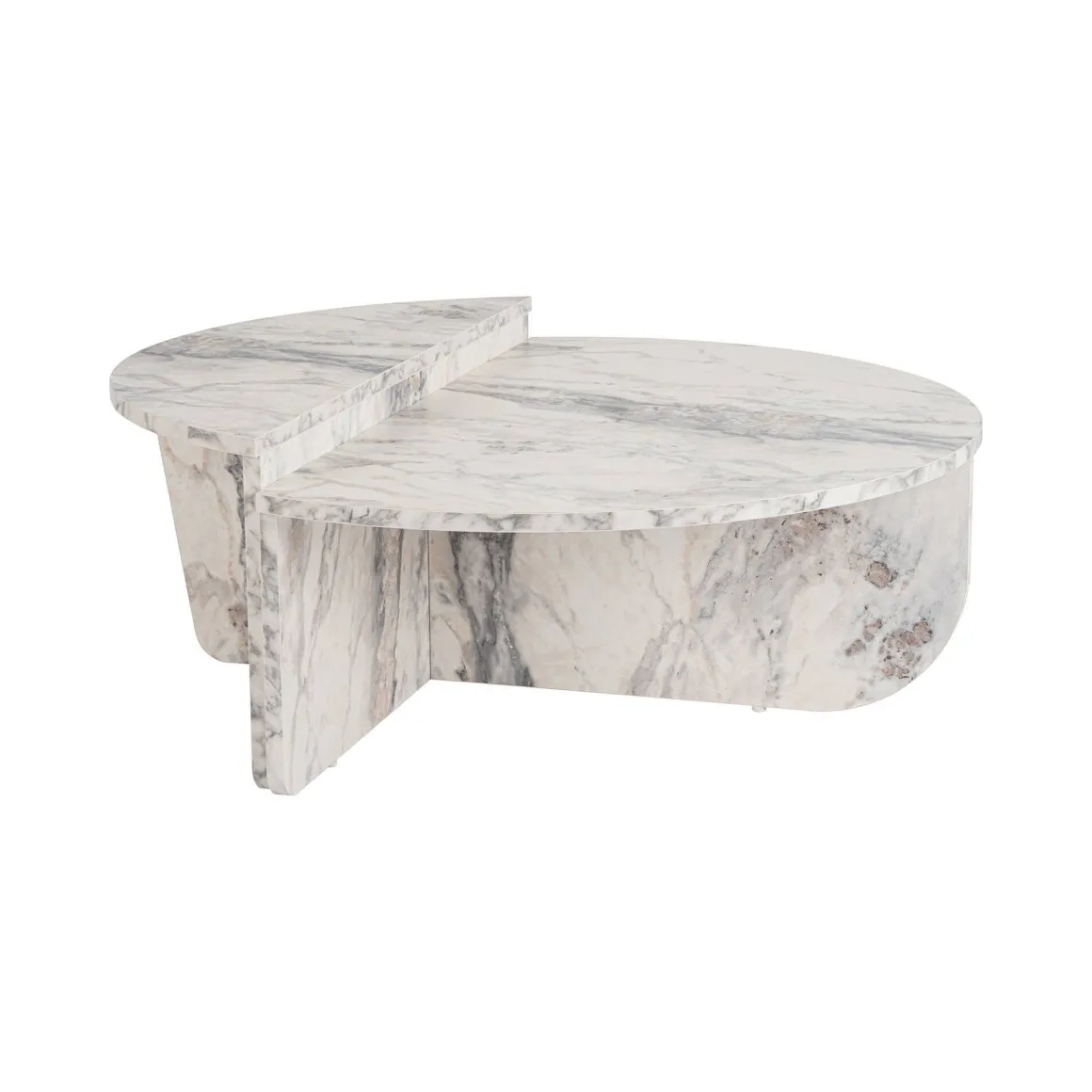 Tavolino da Salotto Bianco Marmo Forma Rettangolare Materiale Piano in Legno Nobilitato 90x60x35h cm, Colore Ripiano Bianco - Mansue