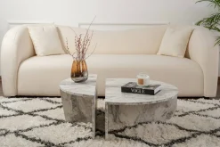 Tavolini Da Salotto > Dmora Tavolino da Salotto Forma Rotondo Materiale Piano in Legno Nobilitato 90x90x40h cm, Colore Ripiano Bianco - Simbario Bianco Marmo