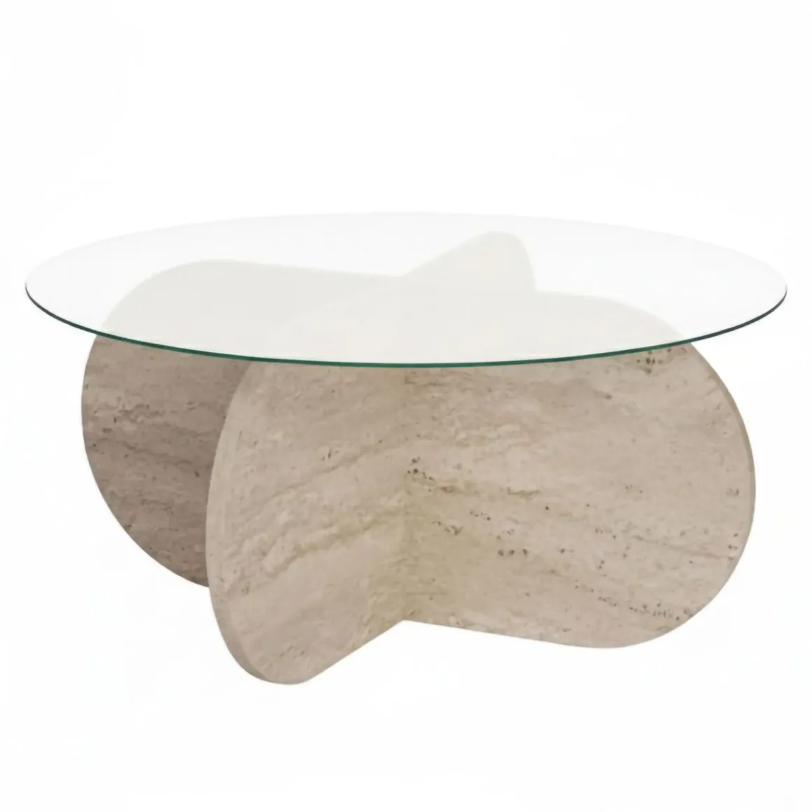 Tavolini Da Salotto > Dmora Tavolino da Salotto Forma Rotondo Materiale Piano in Vetro 75x75x40h cm, Colore Ripiano Trasparente - Canevino Bianco Marmo
