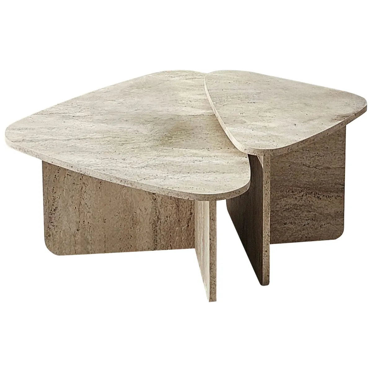 Tavolini Da Salotto > Dmora Tavolino da Salotto Modulabile Forma Triangolare 90x60x35h cm, Sfumatura Colore Ripiano Marmo - Saraceno Bianco Marmo