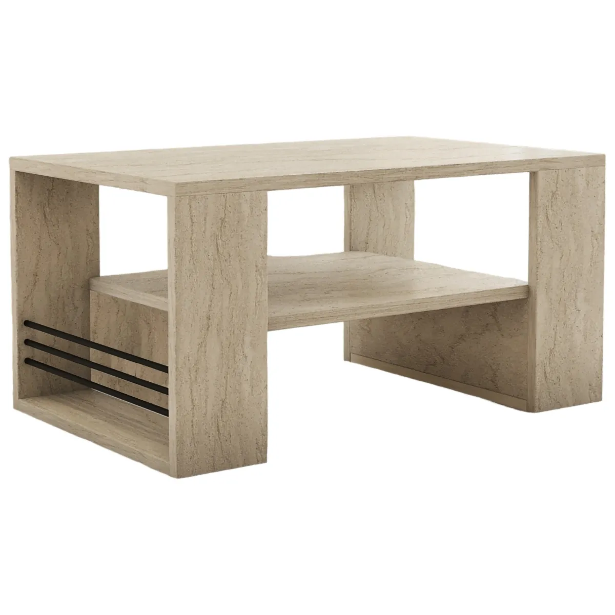 Tavolini Da Salotto > Dmora Tavolino da Salotto Bianco Marmo Nero un Vano Forma Rettangolare 80x50x40h cm, Colore Ripiano Bianco - Limosano Nero, Bianco Marmo