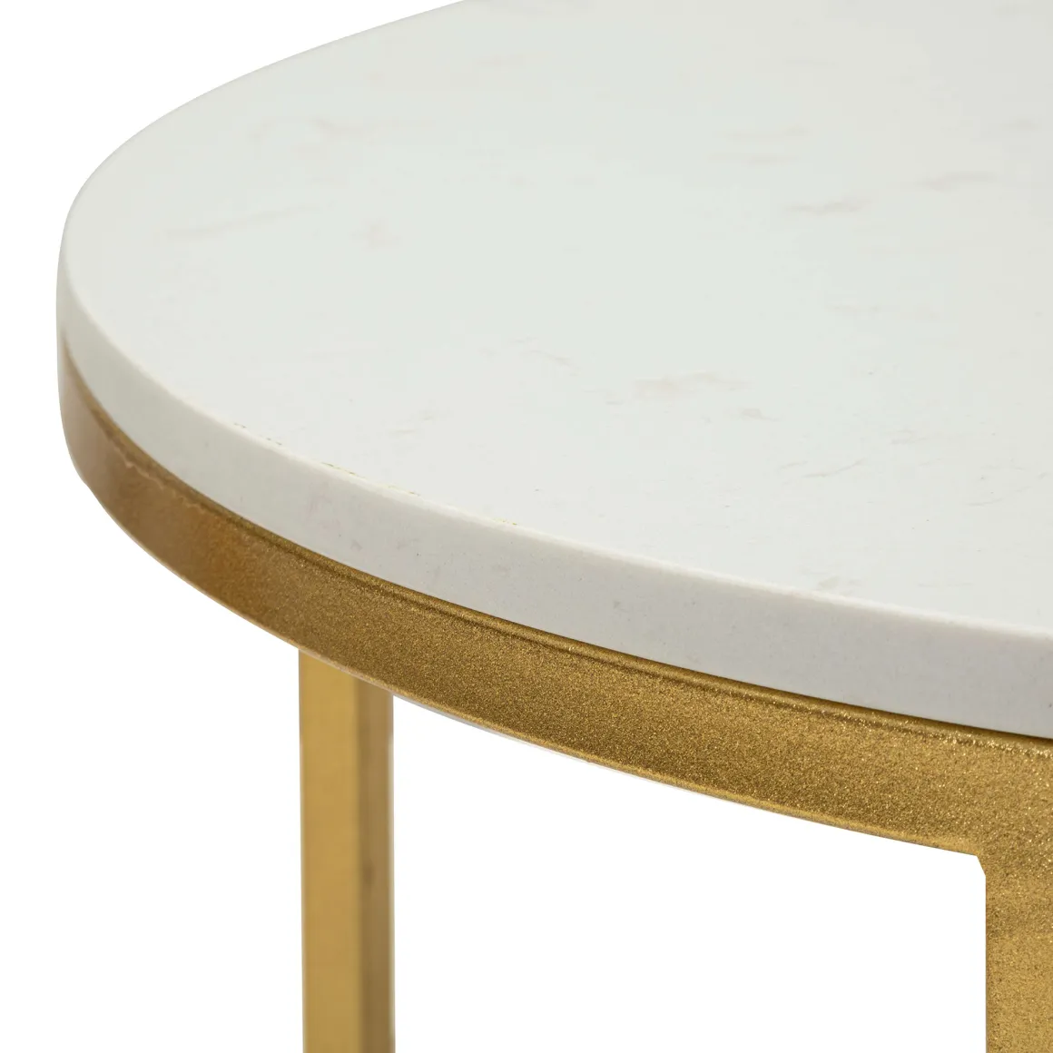 Tavolino da Salotto Bianco Marmo oro Forma Ovale Colore Ripiano Bianco 90x60x45h cm, Materiale Struttura in Metallo - Bafarane