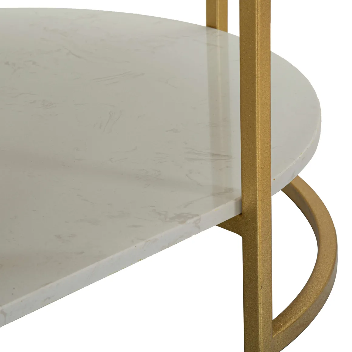 Tavolino da Salotto Bianco Marmo oro Forma Ovale Colore Ripiano Bianco 90x60x45h cm, Materiale Struttura in Metallo - Bafarane