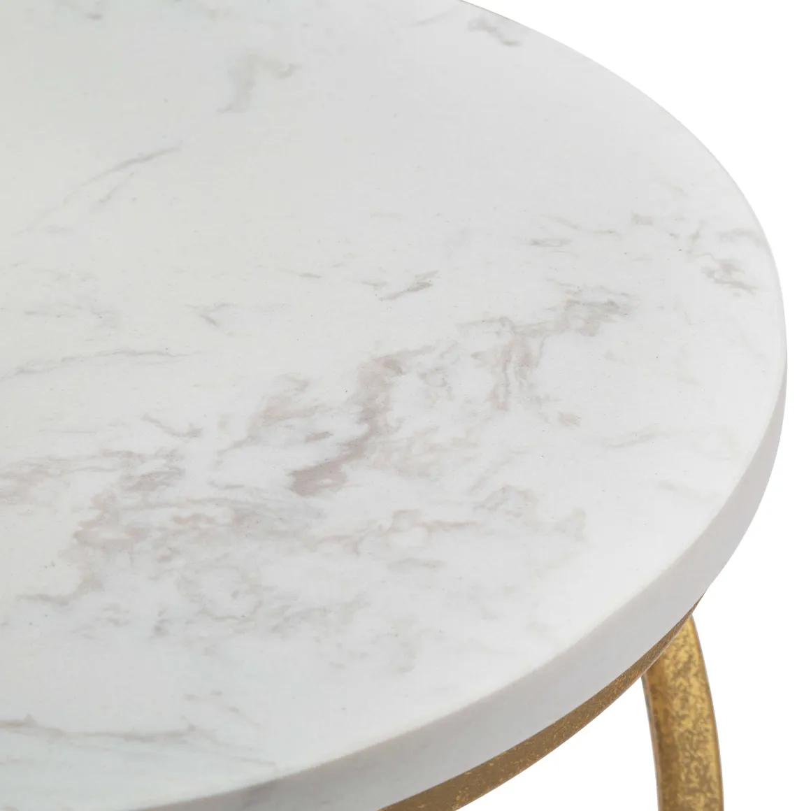 Tavolino da Salotto Bianco Marmo oro Forma Rotondo Colore Ripiano Bianco 28x28x48h cm, Materiale Struttura in Marmo - Darigana