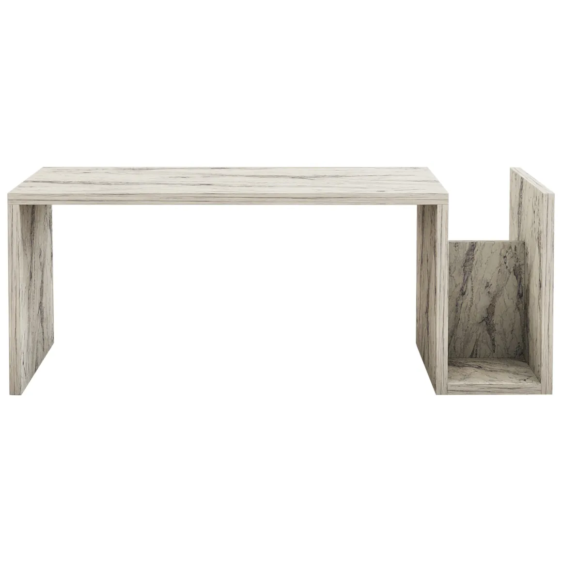 Tavolino da Salotto Bianco Marmo un Vano Forma Rettangolare 87x50x32h cm, Sfumatura Colore Ripiano Marmo - Piuro