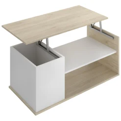 Tavolino da Salotto Bianco Marrone Rovere Cassetti 50x100x42h cm, 3 Vani - Fargo