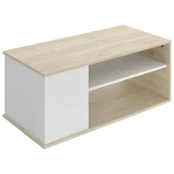 Tavolino da Salotto Bianco Marrone Rovere Cassetti 50x100x42h cm, 3 Vani - Fargo