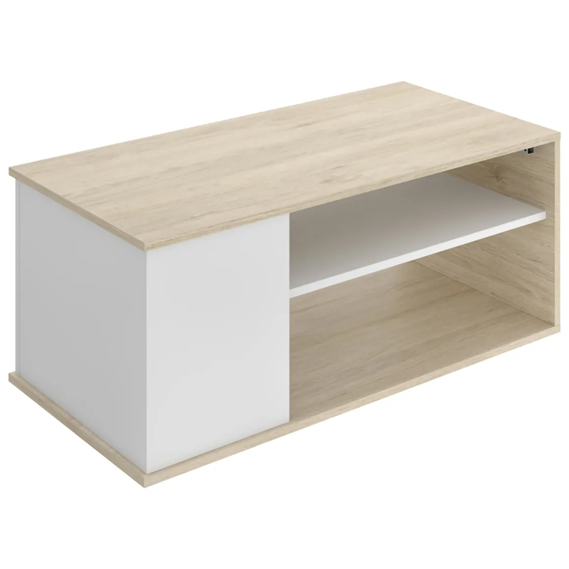 Tavolino da Salotto Bianco Marrone Rovere Cassetti 50x100x42h cm, 3 Vani - Fargo