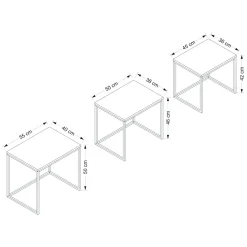 Tavolini Da Salotto > Dmora Tavolino da Salotto Modulabile Forma Rettangolare 80x80x30h cm, Materiale Piano in Vetro - Pagliara Bianco