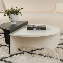 Tavolini Da Salotto > Dmora Tavolino da Salotto Bianco Nero Modulabile Forma Rettangolare 75x50x38h cm, Colore Struttura Nero - Urbania Nero, Bianco