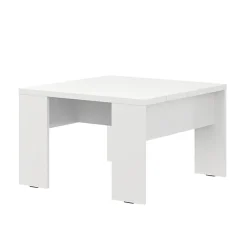 Tavolino da Salotto Bianco Opaco Forma Quadrato Colore Ripiano Bianco 67x67x43h cm, Sfumatura Colore Struttura Opaco - Magre