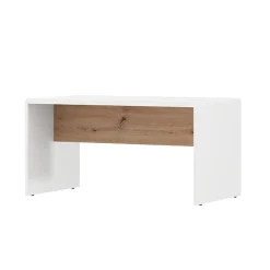 Tavolino da Salotto Bianco Opaco Marrone Rovere Nodi Forma Rettangolare Colore Ripiano Bianco 90x50x47h cm, Colore Struttura Marrone - Limatola