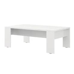 Tavolini Da Salotto > Dmora Tavolino da Salotto Piano Effetto Doghe Forma Rettangolare 120x67x43h cm, Colore Ripiano - Bertona Bianco