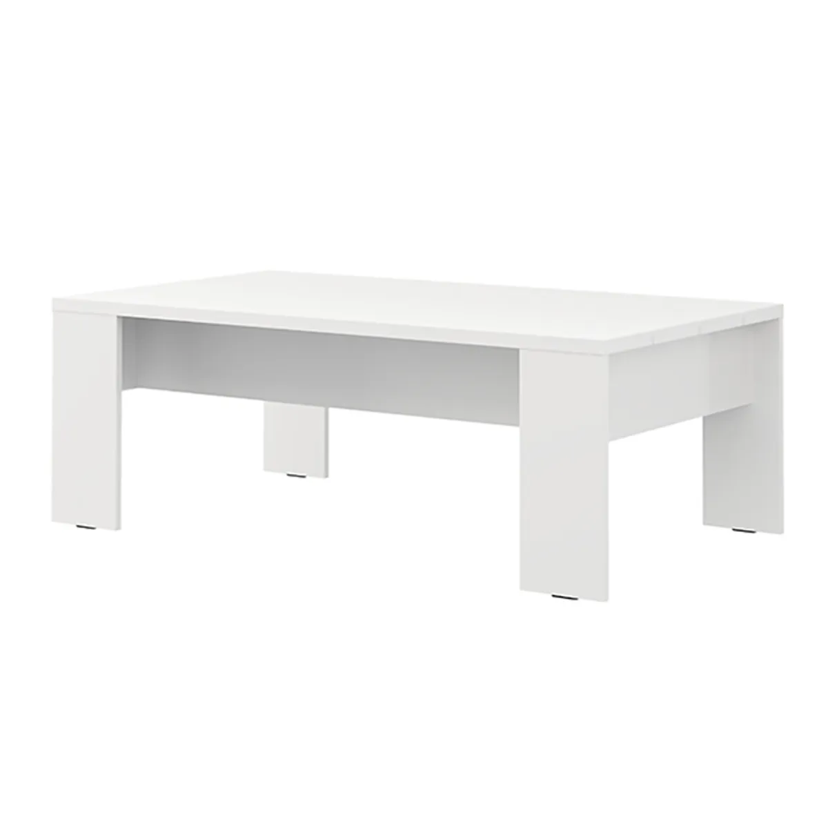 Tavolini Da Salotto > Dmora Tavolino da Salotto Piano Effetto Doghe Forma Rettangolare 120x67x43h cm, Colore Ripiano - Bertona Bianco