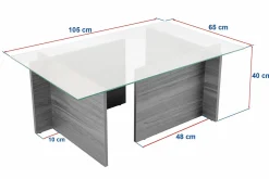 Tavolini Da Salotto|Salotto > Dmora Tavolino da Salotto Portariviste Forma Rettangolare 105x65x40h cm, Materiale Piano in Vetro - Teti Bianco
