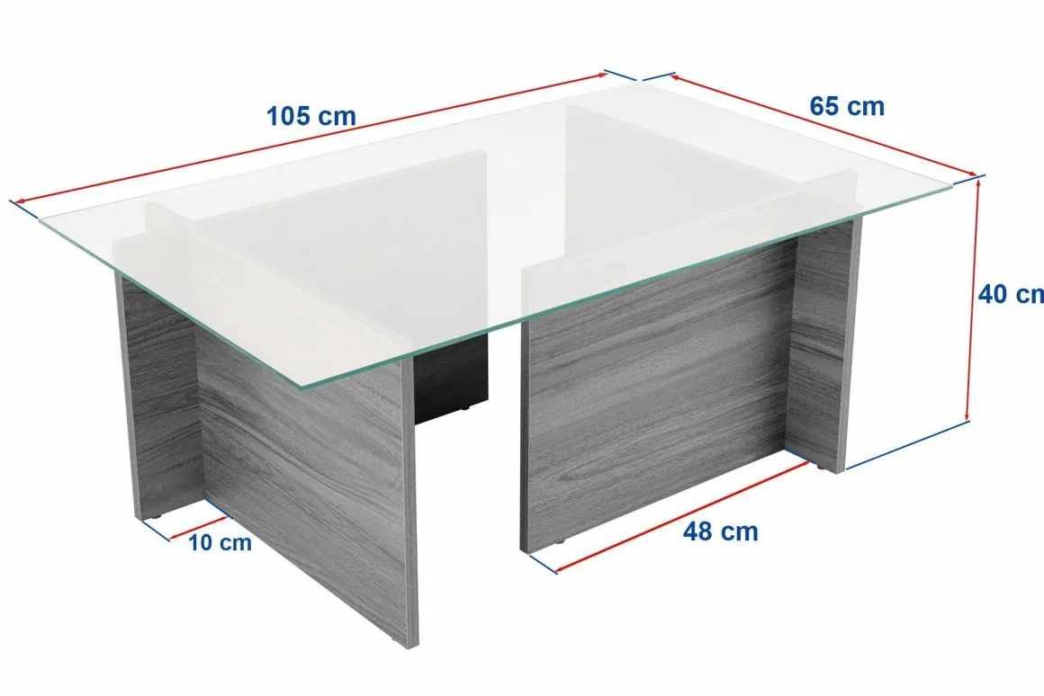 Tavolini Da Salotto|Salotto > Dmora Tavolino da Salotto Portariviste Forma Rettangolare 105x65x40h cm, Materiale Piano in Vetro - Teti Bianco