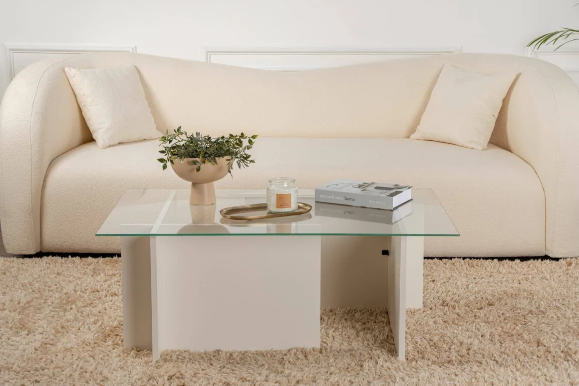 Tavolini Da Salotto|Salotto > Dmora Tavolino da Salotto Portariviste Forma Rettangolare 105x65x40h cm, Materiale Piano in Vetro - Teti Bianco