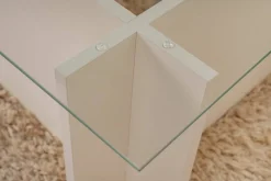 Tavolini Da Salotto|Salotto > Dmora Tavolino da Salotto Portariviste Forma Rettangolare 105x65x40h cm, Materiale Piano in Vetro - Teti Bianco
