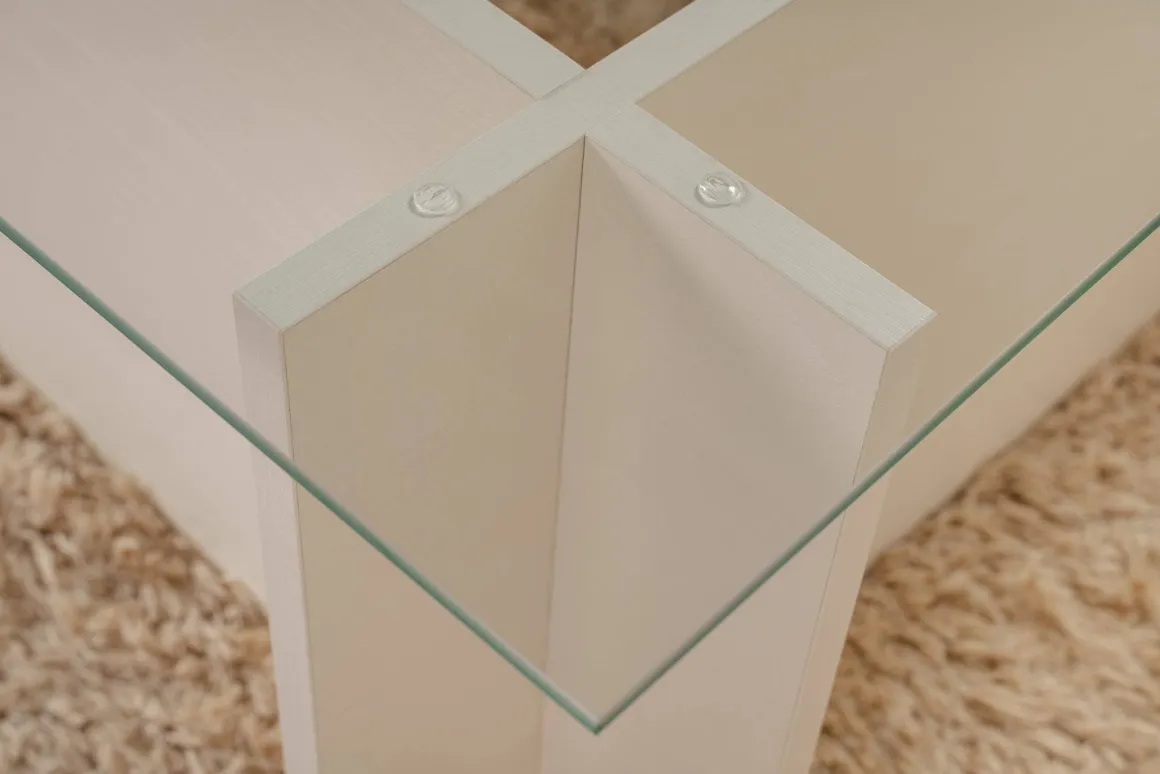 Tavolini Da Salotto|Salotto > Dmora Tavolino da Salotto Portariviste Forma Rettangolare 105x65x40h cm, Materiale Piano in Vetro - Teti Bianco