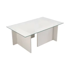 Tavolini Da Salotto|Salotto > Dmora Tavolino da Salotto Portariviste Forma Rettangolare 105x65x40h cm, Materiale Piano in Vetro - Teti Bianco