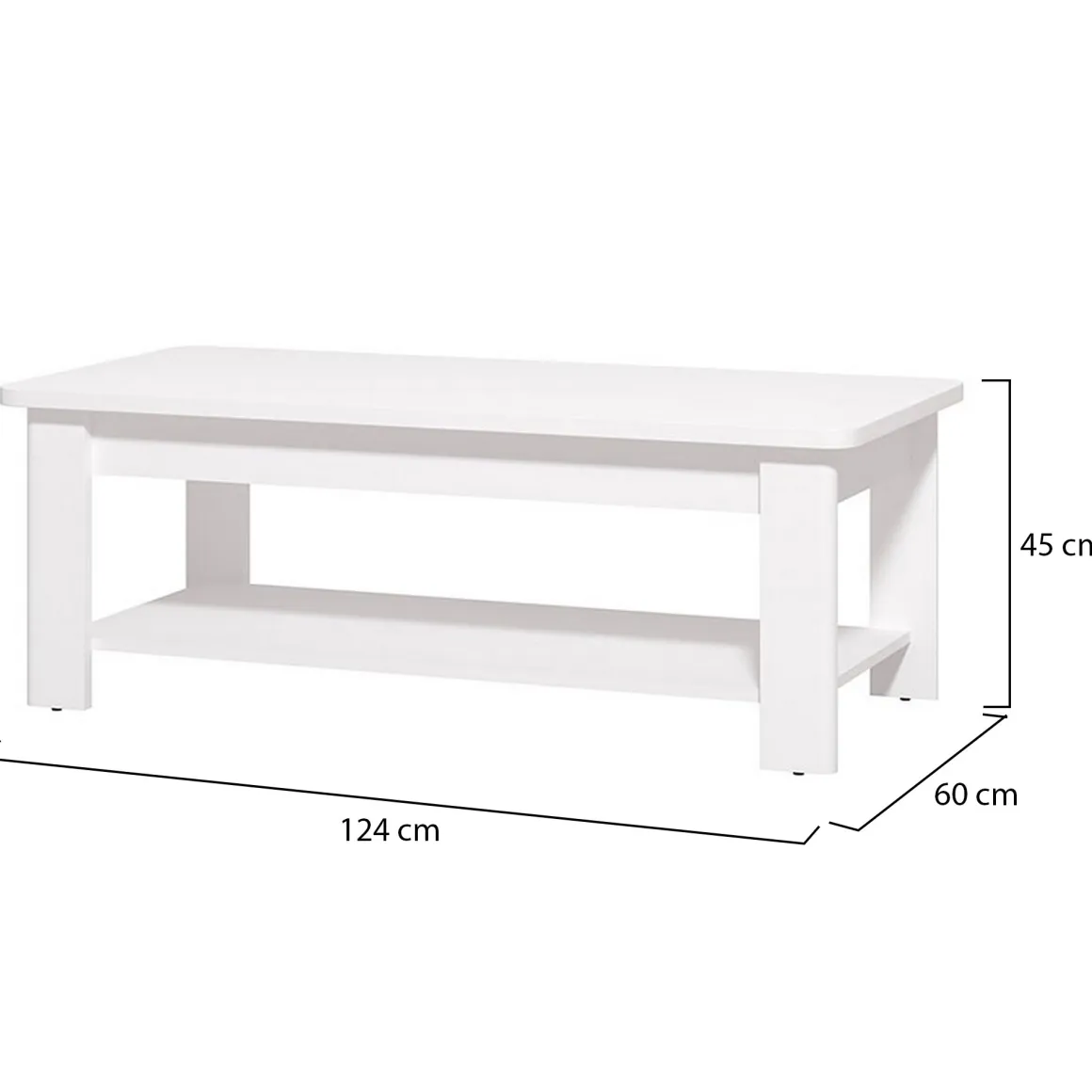Tavolini Da Salotto > Dmora Tavolino da Salotto un Vano Forma Rettangolare 45x30x52h cm, Materiale Piano in Legno Nobilitato - Vocca Bianco