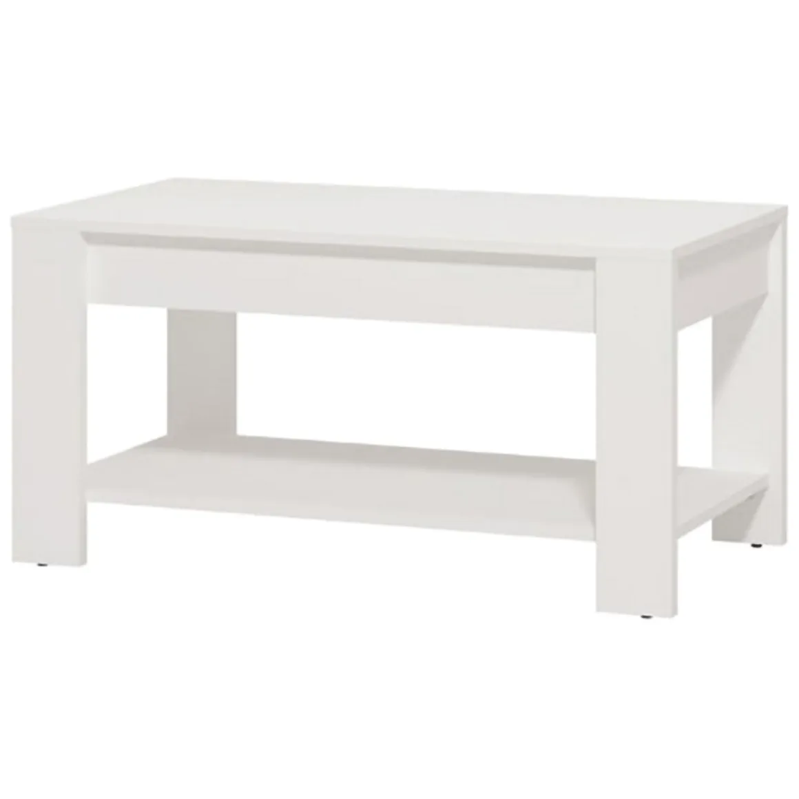 Tavolino da Salotto Bianco un Vano Forma Rettangolare 90x49.5x45.5h cm, Materiale Piano in Legno Nobilitato - Signa