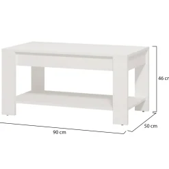 Tavolino da Salotto Bianco un Vano Forma Rettangolare 90x49.5x45.5h cm, Materiale Piano in Legno Nobilitato - Signa