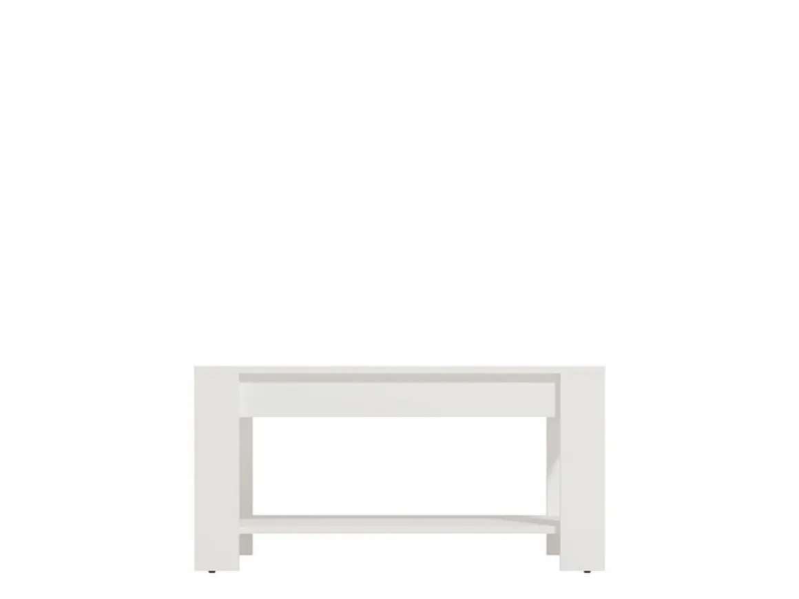 Tavolino da Salotto Bianco un Vano Forma Rettangolare 90x49.5x45.5h cm, Materiale Piano in Legno Nobilitato - Signa