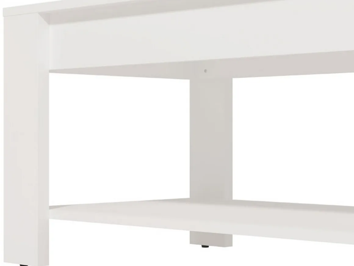 Tavolino da Salotto Bianco un Vano Forma Rettangolare 90x49.5x45.5h cm, Materiale Piano in Legno Nobilitato - Signa