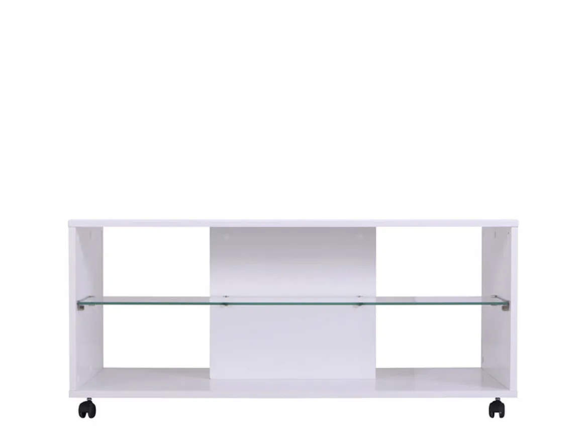 Tavolini Da Salotto > Dmora Tavolino da Salotto 3 Vani Forma Rettangolare 101x58x53.5h cm, Materiale Piano in Legno Nobilitato - Vervio Bianco