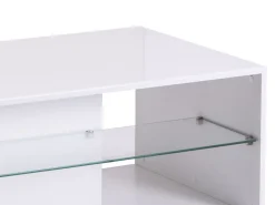 Tavolini Da Salotto > Dmora Tavolino da Salotto 3 Vani Forma Rettangolare 101x58x53.5h cm, Materiale Piano in Legno Nobilitato - Vervio Bianco