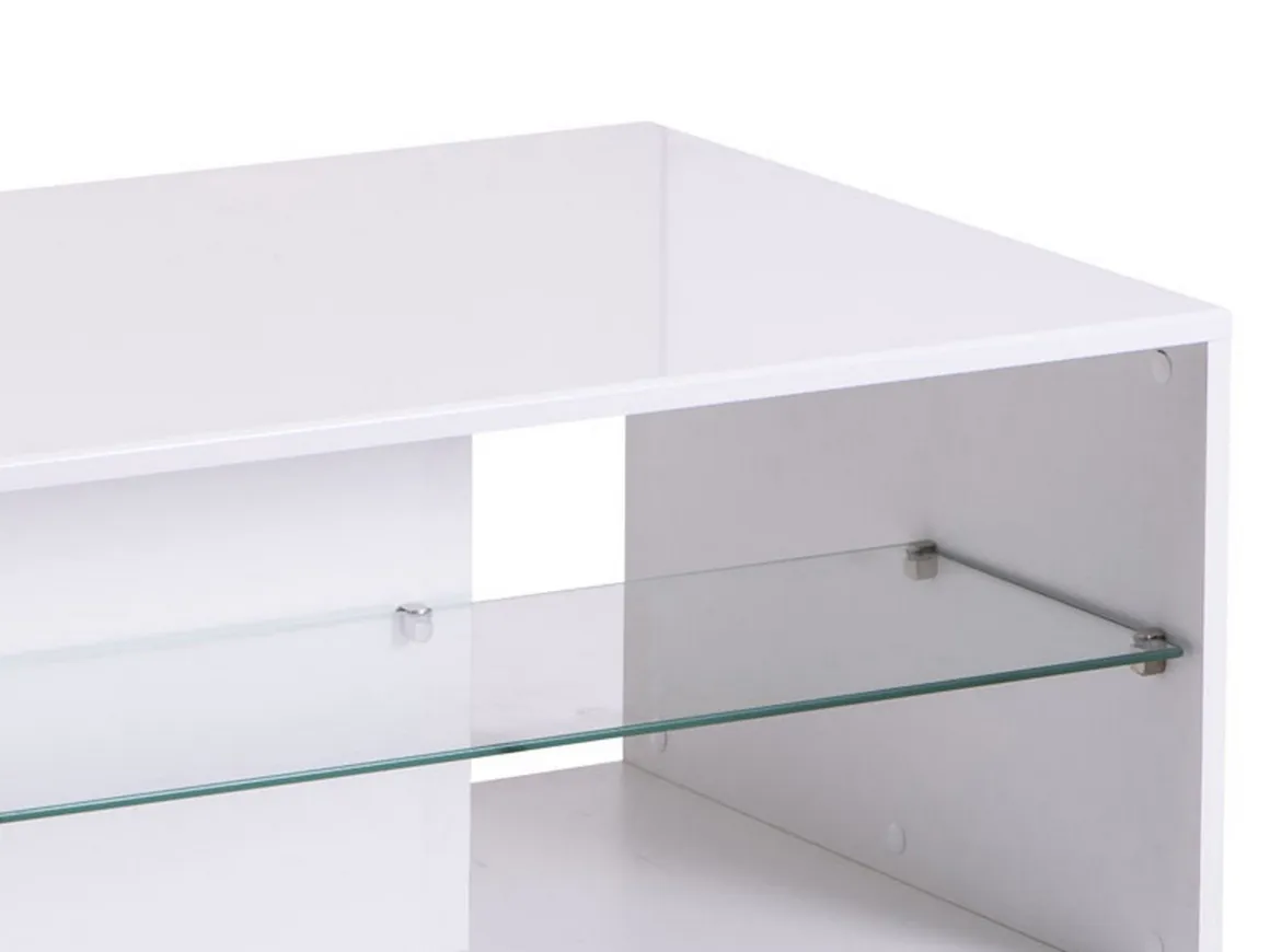 Tavolini Da Salotto > Dmora Tavolino da Salotto 3 Vani Forma Rettangolare 101x58x53.5h cm, Materiale Piano in Legno Nobilitato - Vervio Bianco