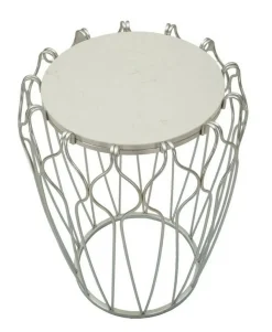Tavolini Da Salotto > Dmora Tavolino da salotto circolare 56x56x68h cm - Molina Argento