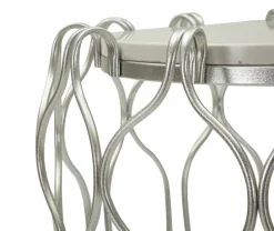 Tavolini Da Salotto > Dmora Tavolino da salotto circolare 56x56x68h cm - Molina Argento
