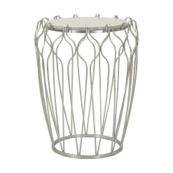 Tavolini Da Salotto > Dmora Tavolino da salotto circolare 56x56x68h cm - Molina Argento