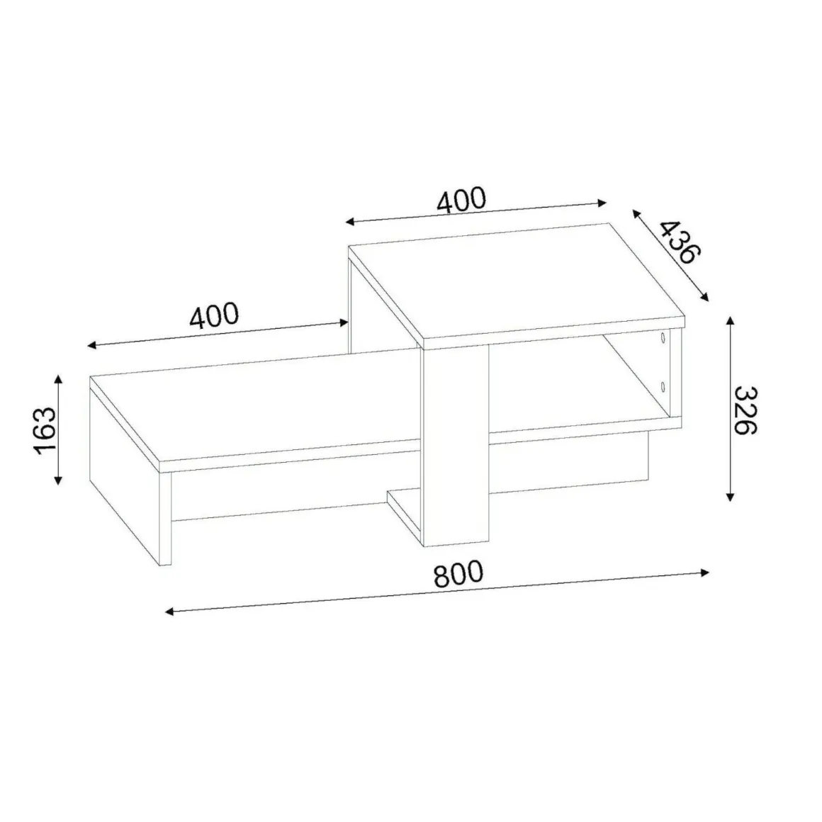 Tavolino da salotto complesso bianco e noce 40x44x33h cm - Pontey