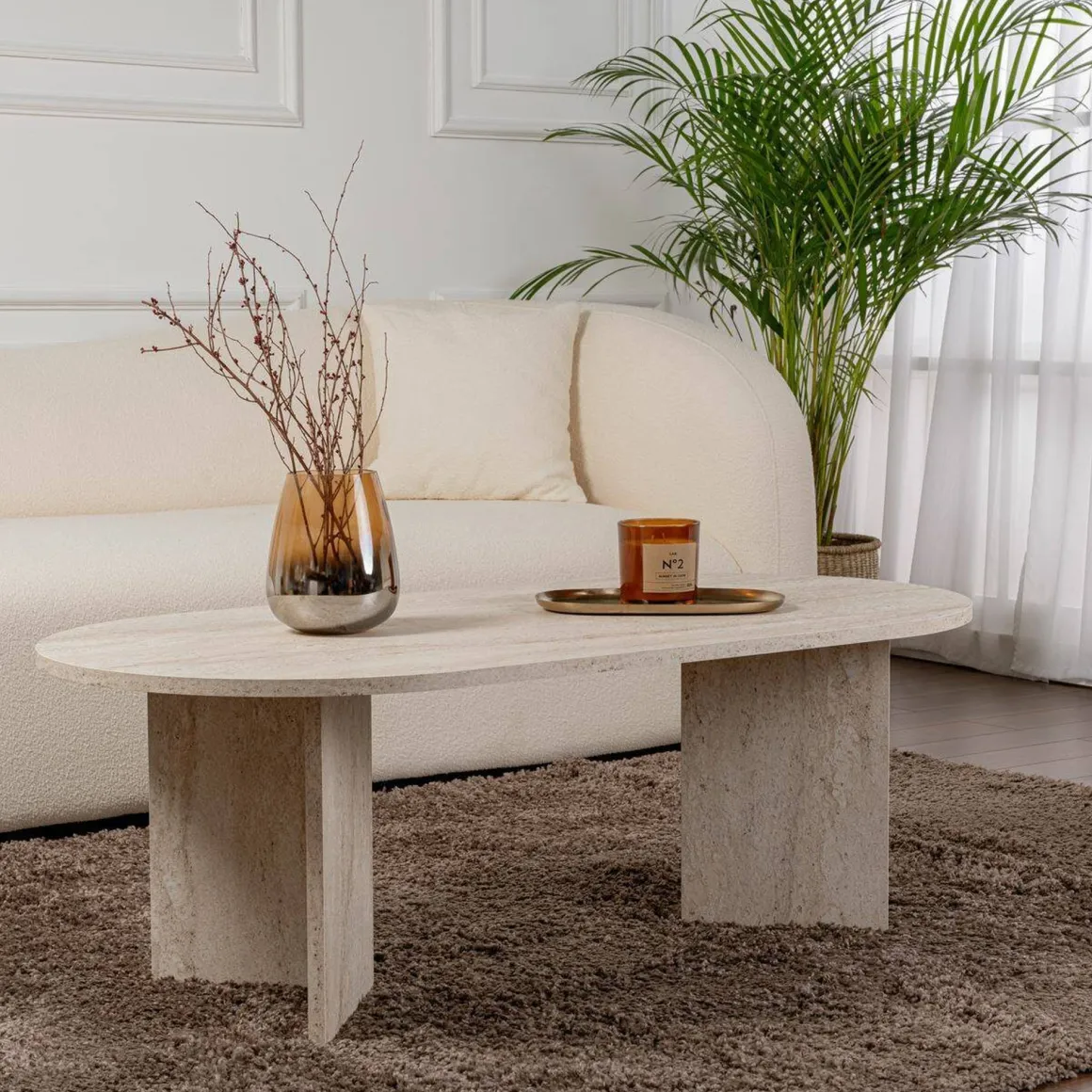 Tavolino da salotto Elain, 119x60 h40 cm, Beige