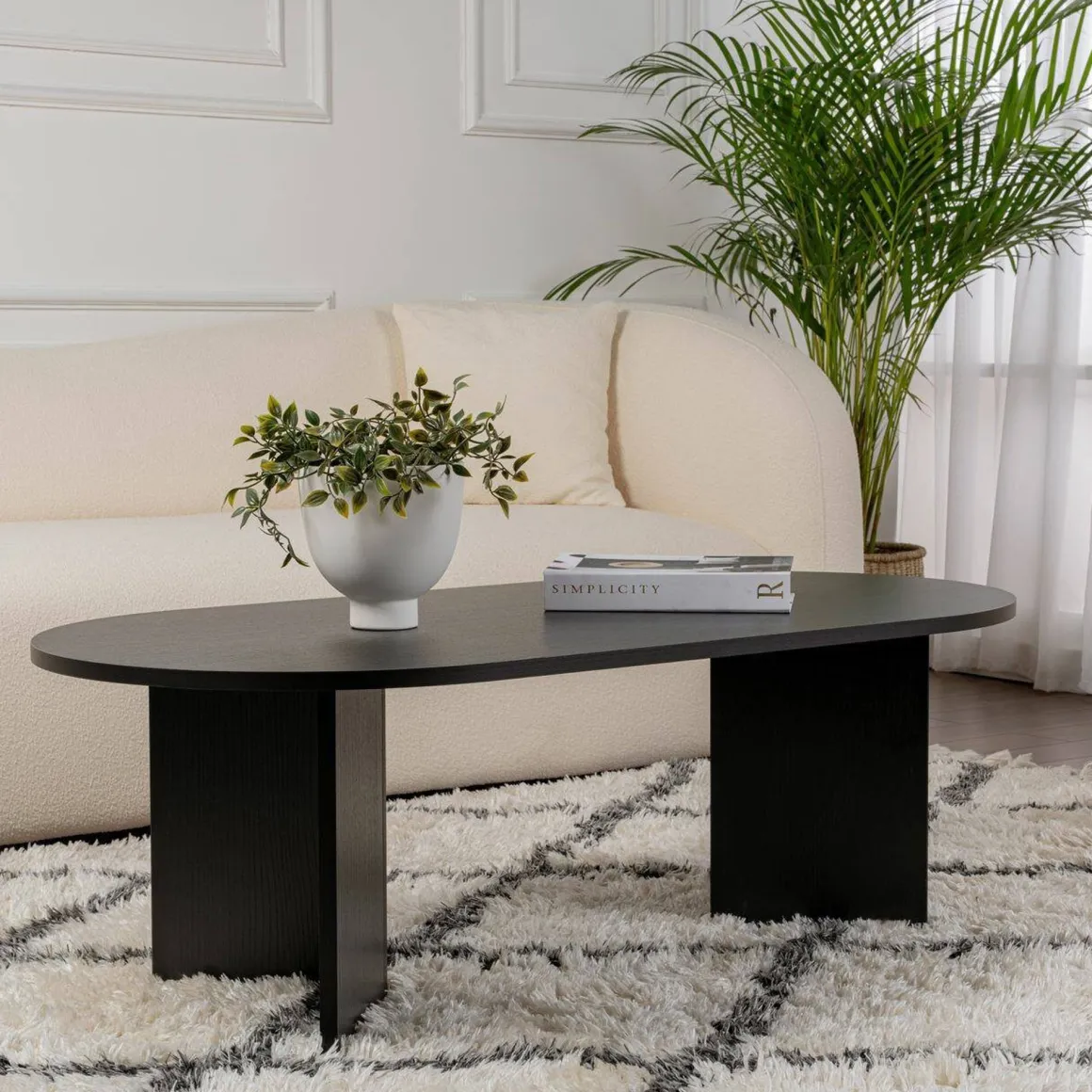 Tavolini Da Salotto > Dmora Tavolino da salotto Elain, 119x60 h40 cm, Noce Marrone Noce
