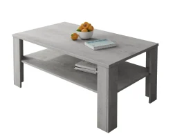 Tavolino da Salotto Grigio Cemento un Vano Forma Rettangolare 110x65x47h cm, Sfumatura Colore Ripiano Cemento - Rora