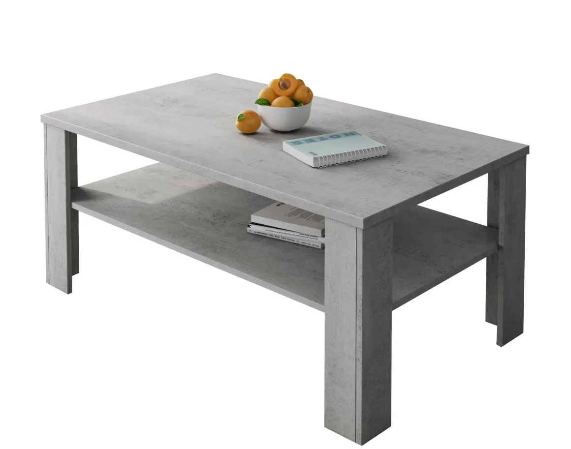 Tavolino da Salotto Grigio Cemento un Vano Forma Rettangolare 110x65x47h cm, Sfumatura Colore Ripiano Cemento - Rora