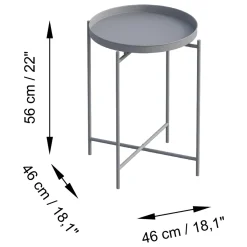 Tavolini Da Salotto > Dmora Tavolino da Salotto Forma Rotondo Materiale Piano in Metallo 46x46x56h cm, Colore Ripiano Grigio - Gombito Grigio Chiaro