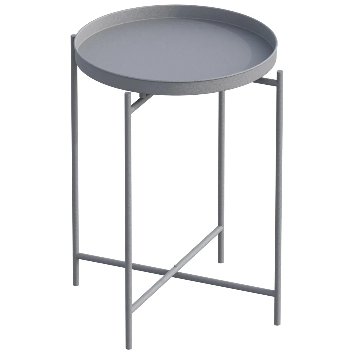 Tavolini Da Salotto > Dmora Tavolino da Salotto Forma Rotondo Materiale Piano in Metallo 46x46x56h cm, Colore Ripiano Grigio - Gombito Grigio Chiaro