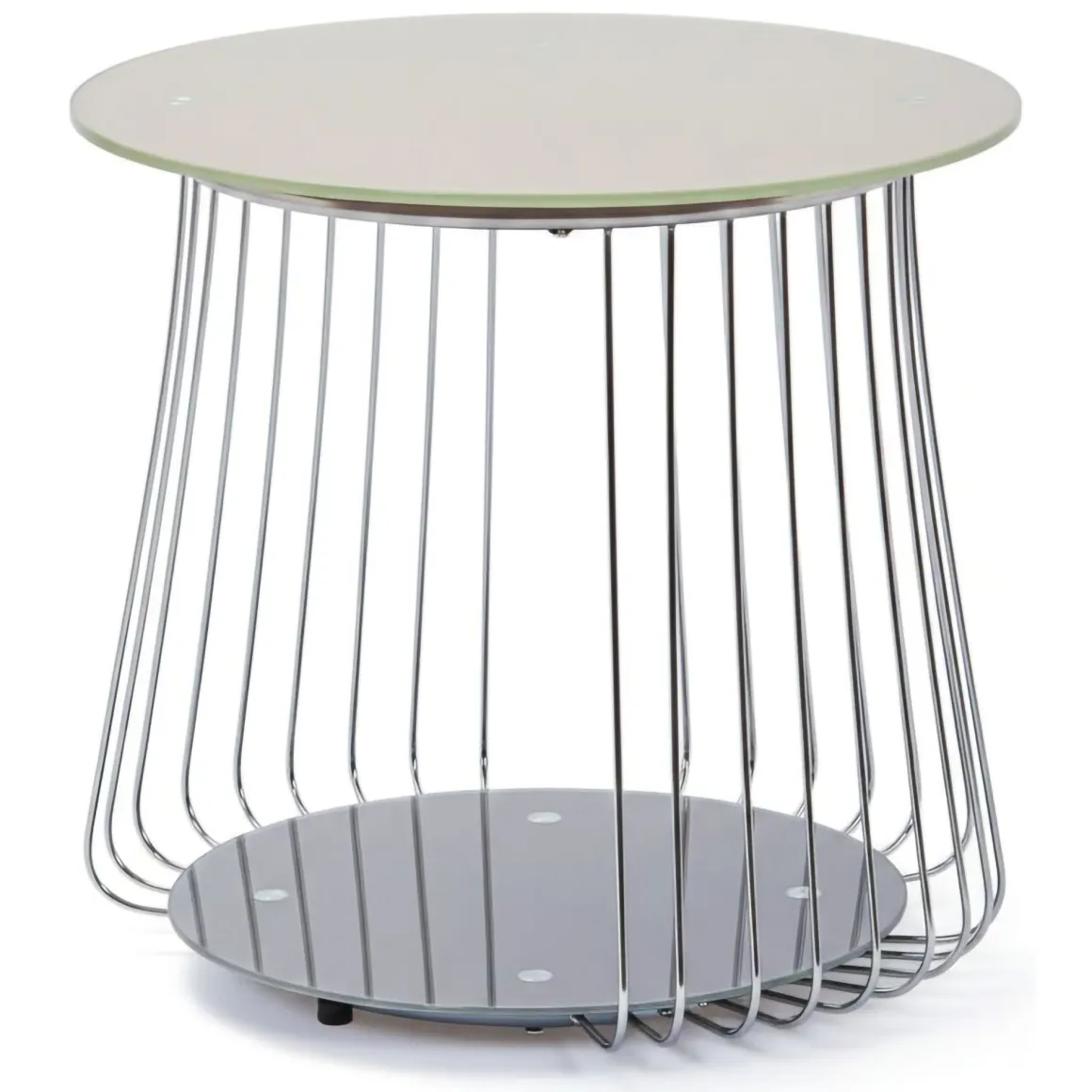Tavolino da Salotto Grigio Forma Circolare Materiale Piano in Metallo 50x50x50h cm, Colore Ripiano Grigio - Cavalese