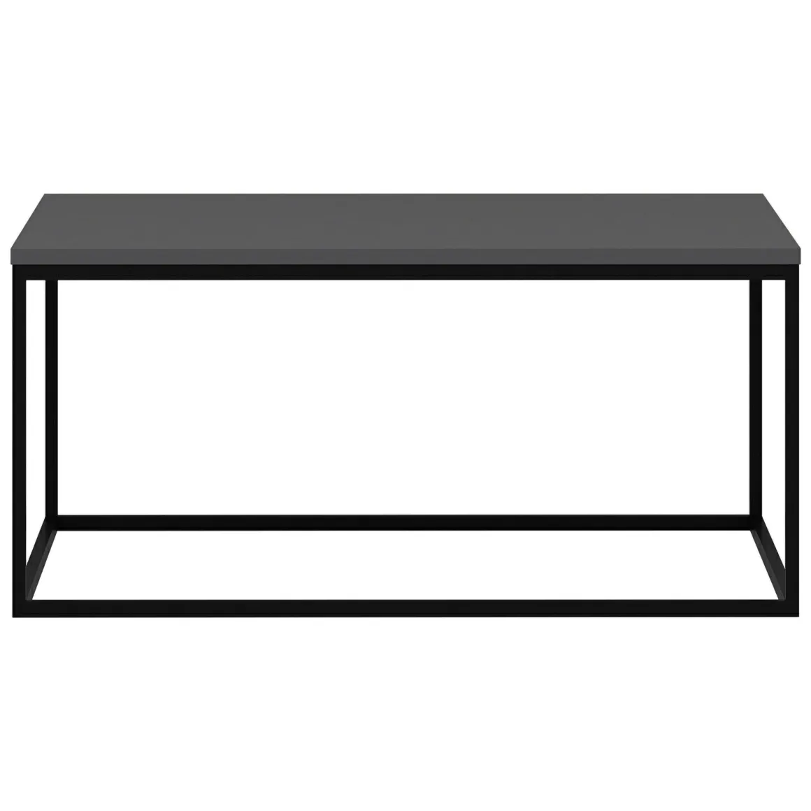 Tavolino da Salotto Grigio Nero un Vano Forma Rettangolare 90x90x42h cm, Colore Struttura Nero - Arcella