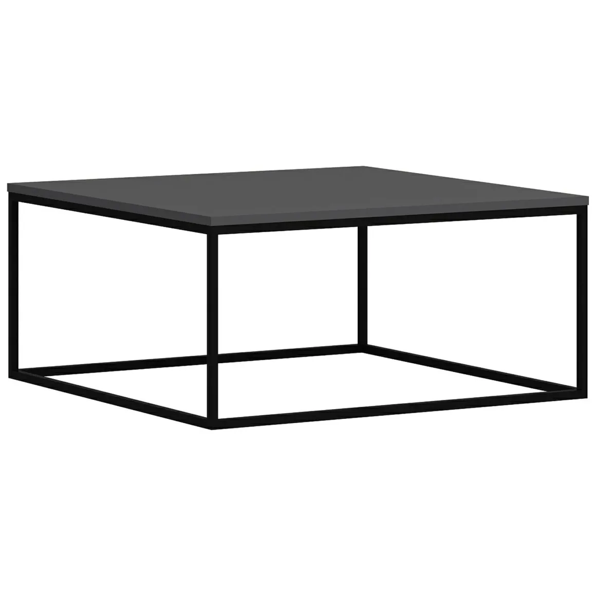 Tavolino da Salotto Grigio Nero un Vano Forma Rettangolare 90x90x42h cm, Colore Struttura Nero - Arcella