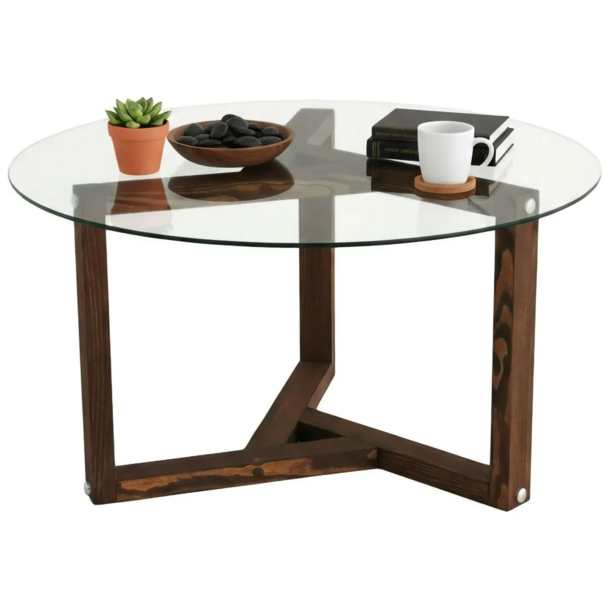 Tavolini Da Salotto|Salotto > Dmora Tavolino da Salotto Effetto Fume Forma Rotonda 75x75x40h cm, Materiale Struttura in Vetro - Luigia Grigio Noce