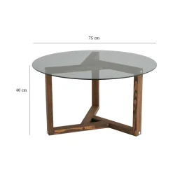 Tavolini Da Salotto|Salotto > Dmora Tavolino da Salotto Effetto Fume Forma Rotonda 75x75x40h cm, Materiale Struttura in Vetro - Luigia Grigio Noce