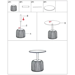 Tavolino da Salotto Grigio oro Forma Rotondo Colore Ripiano Grigio 43x35x43h cm, Materiale Struttura in Plastica - Kep