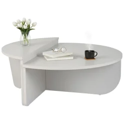 Tavolino da Salotto Grigio Peso Massimo Supportato 15 kg Forma Ovale 90x60x35h cm, Materiale Piano in Legno Nobilitato - Mansue